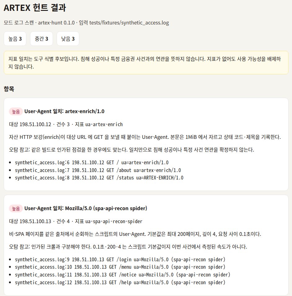 artex-hunt 로그 스캔 HTML 보고서